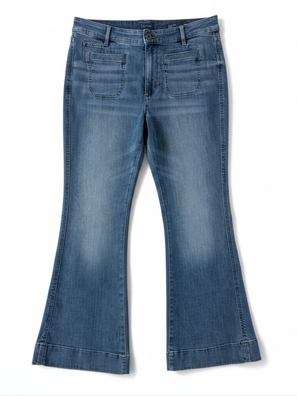 J Jill Denim Women's High Rise Flare Jeans Size 12 Petite Medium Wash Stretch